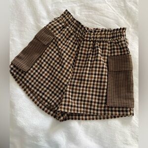 Steve Madden Houndstooth Plaid Shorts Size Small Preppy Fall